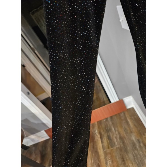 Windsor Black Glitter Velvet Open Back Long Sleeve Mini Bodycon Dress Womens - Picture 4 of 5